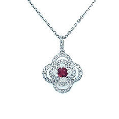 Ruby and Diamond Clover Pendant