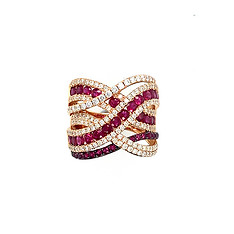 Ruby and Diamond Wide Band Ring