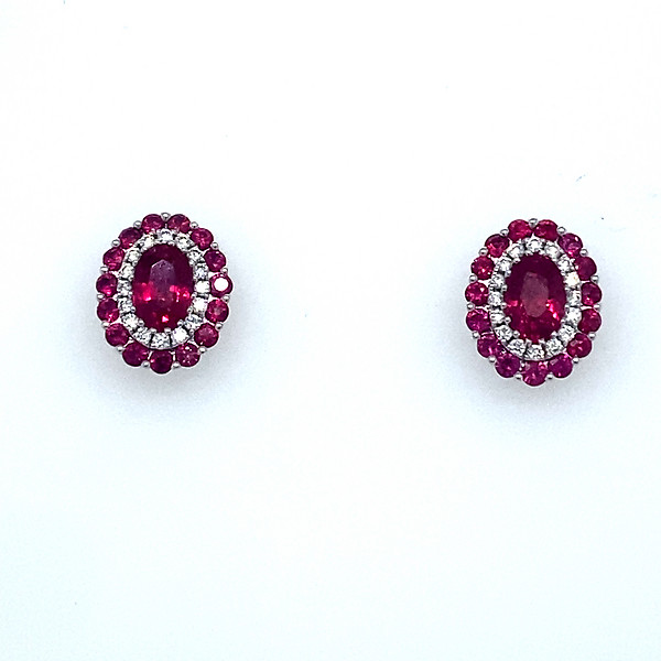 Ruby and Diamond Stud Earrings