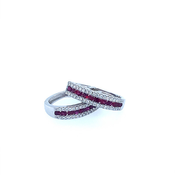 Ruby and Diamond Hoop Earrings