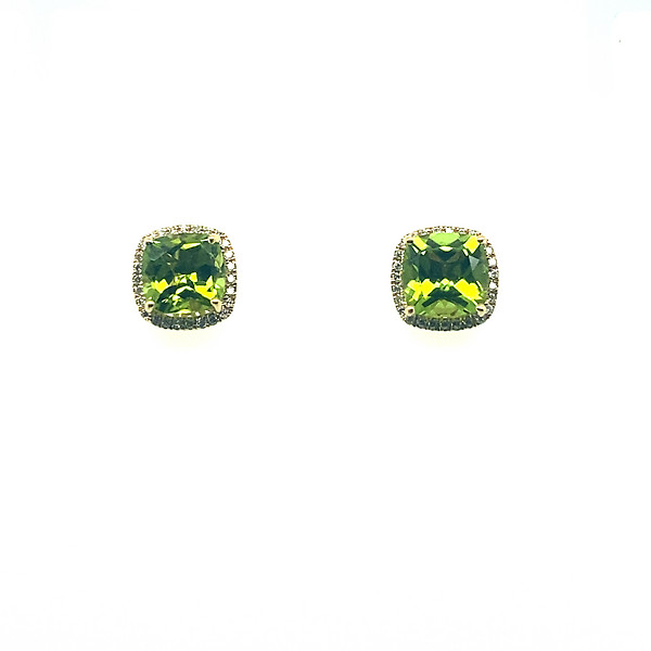 Peridot and Diamond Stud Earrings