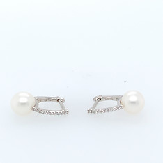 Pearl and Diamond Drop Earrings