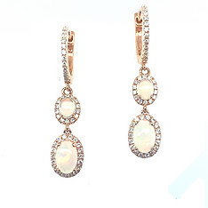 Opal and Diamond Dangle Earrings