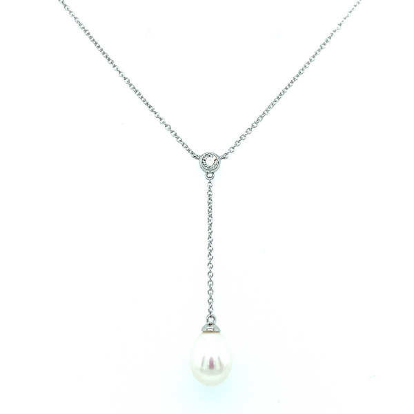 Pearl and Diamond Lariat Necklace