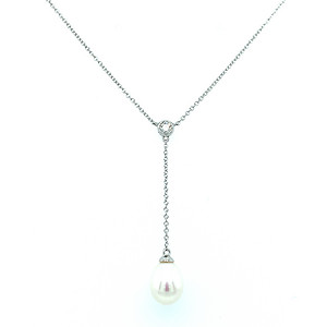 Pearl and Diamond Lariat Necklace