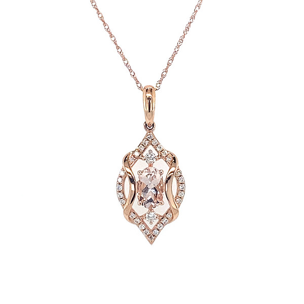 Morganite and Diamond Pendant