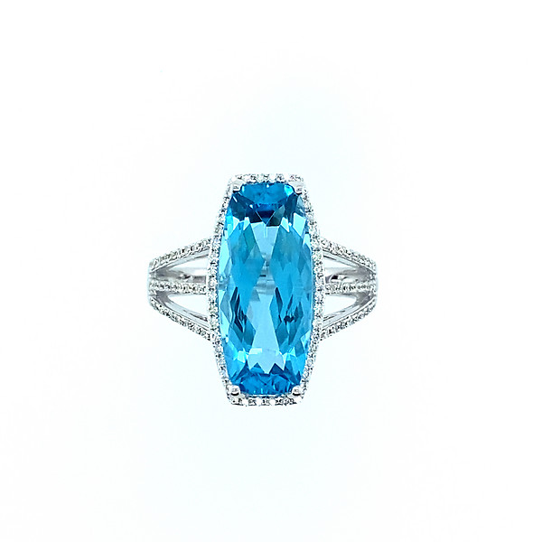 Elongated Cushion Blue Topaz Ring