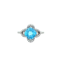 Blue Topaz and Diamond Ring