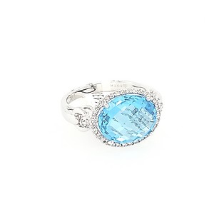 Sideways Oval Blue Topaz Ring