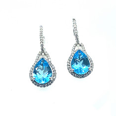 Pear Blue Topaz Drop Earrings