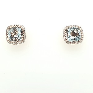 Cushion Cut Aquamarine Studs