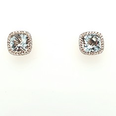 Cushion Cut Aquamarine Studs