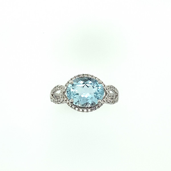 Sideways Oval Aquamarine Ring