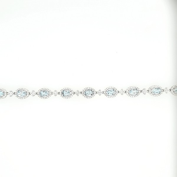 Aquamarine and Diamond Tennis Bracelet