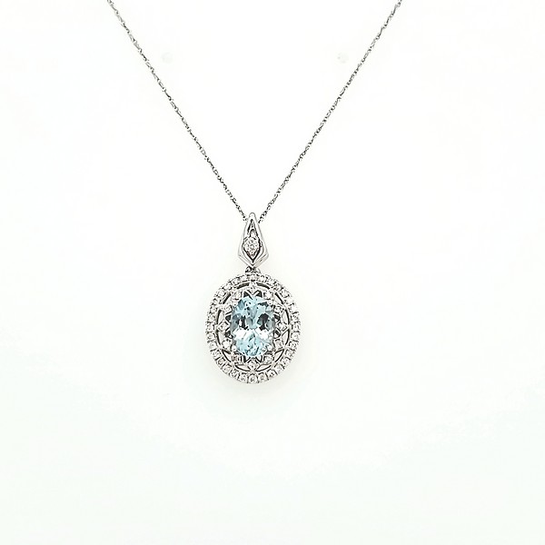 Antique Style Oval Aquamarine Pendant