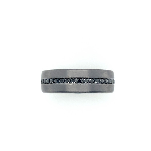 Gents Tantalum and Black Diamond Band