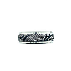 Gents White Tungsten and Damascus Steel Band