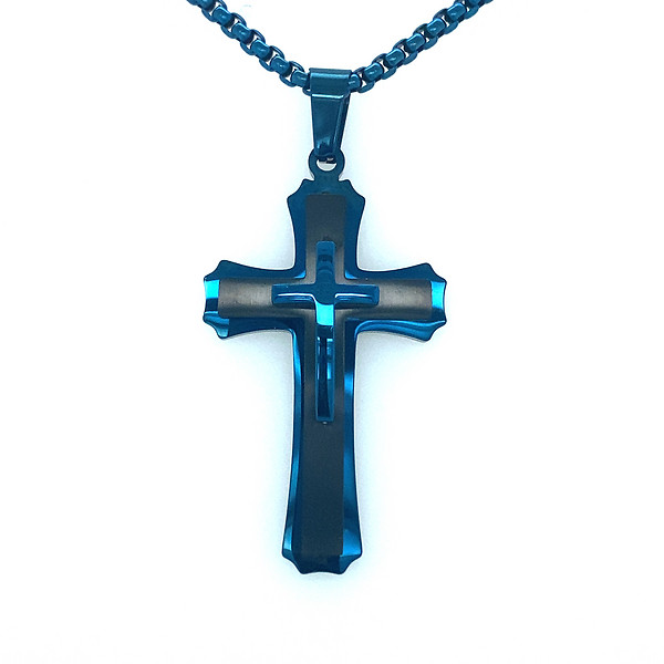 Black and blue cross necklace hotsell