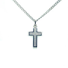 Stainless Steel and CZ Cross