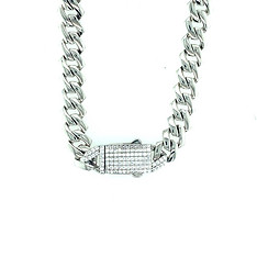 Monaco Chain with Pave CZ Lock