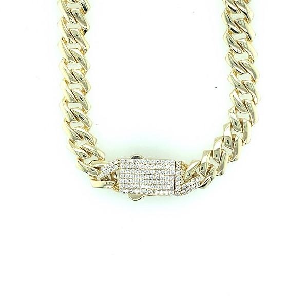 Yellow Plated Monaco Chain with Pave CZ Lock