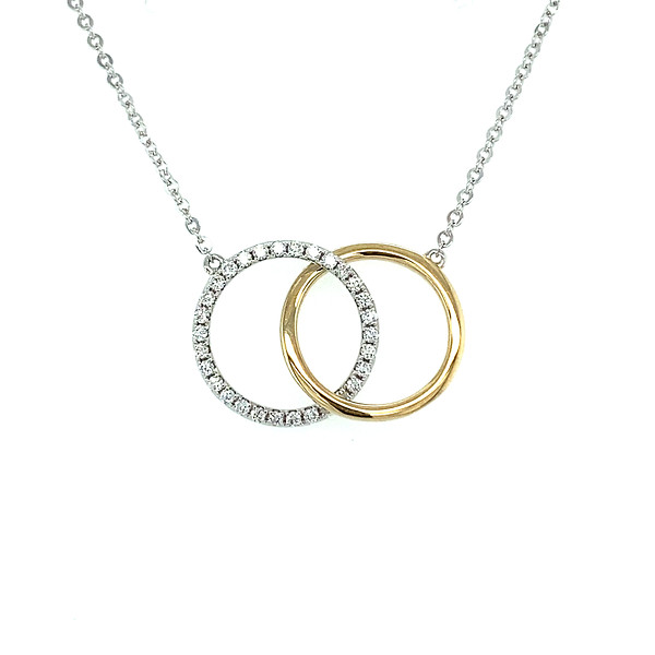 Two-Tone Double Circle Diamond Necklace