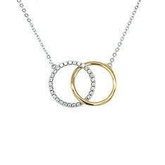 Two-Tone Double Circle Diamond Necklace