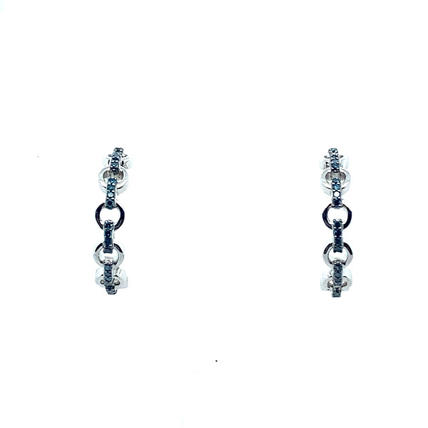 Sterling Silver Blue Diamond Earrings 