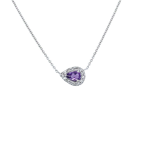 Pear Shape Amethyst and Diamond Necklace