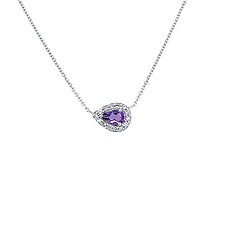 Pear Shape Amethyst and Diamond Necklace