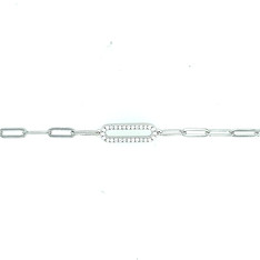 Sterling Silver CZ Paperclip Bracelet