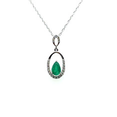 Emerald and Diamond Open Oval Necklace