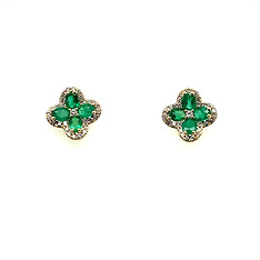 Emerald and Diamond Clover Studs