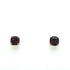 Cushion Garnet Studs