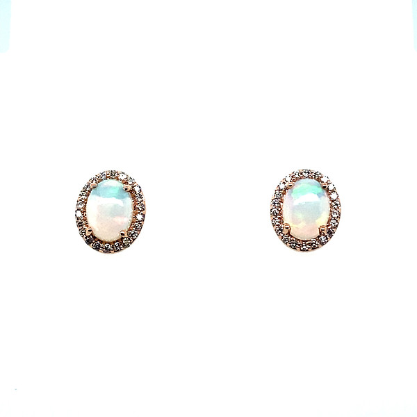 Opal and Diamons Halo Studs