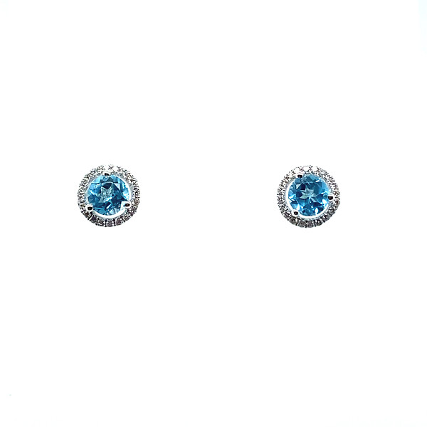 Blue Topaz and Diamond Studs