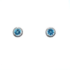 Blue Topaz and Diamond Studs