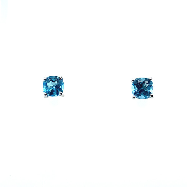 Cushion Blue Topaz Studs