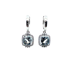 Vintage Aquamarine and Diamond Earrings