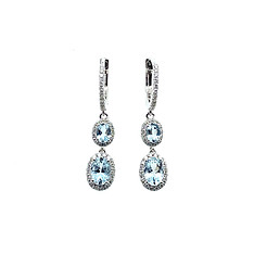 Aquamarine and Diamond Dangle Earrings