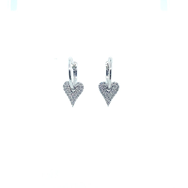 Diamond Heart Dangle Hoops