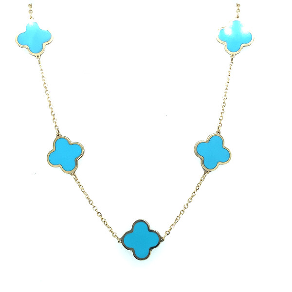 Turquoise Clover Station Necklace