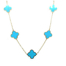 Turquoise Clover Station Necklace