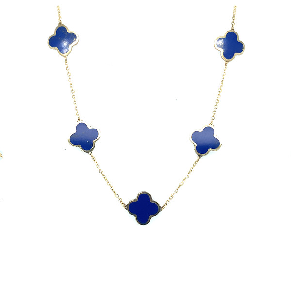 Lapis Clover Station Necklace