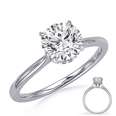 14k White Gold Diamond Engagement Ring with Hidden Halo