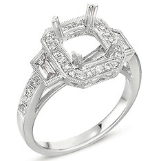 14k White Gold DIamond Halo Engagement Ring
