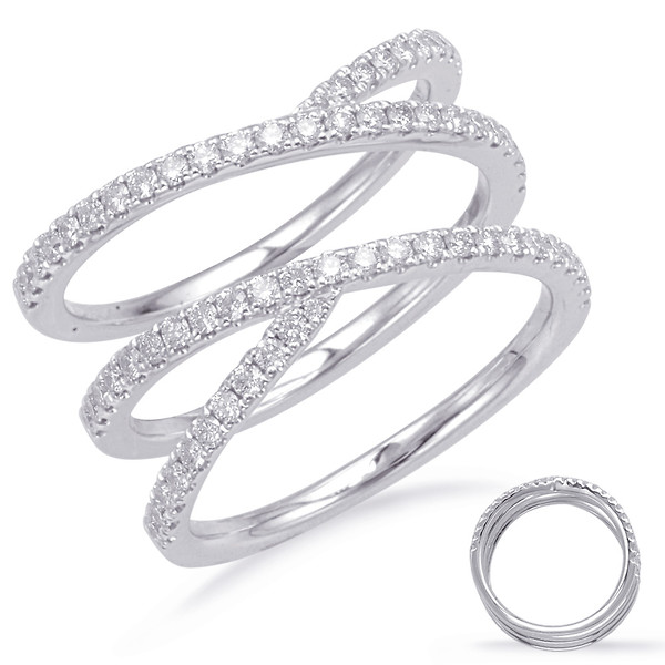 14k White Gold Criss-Cross Diamond Ring