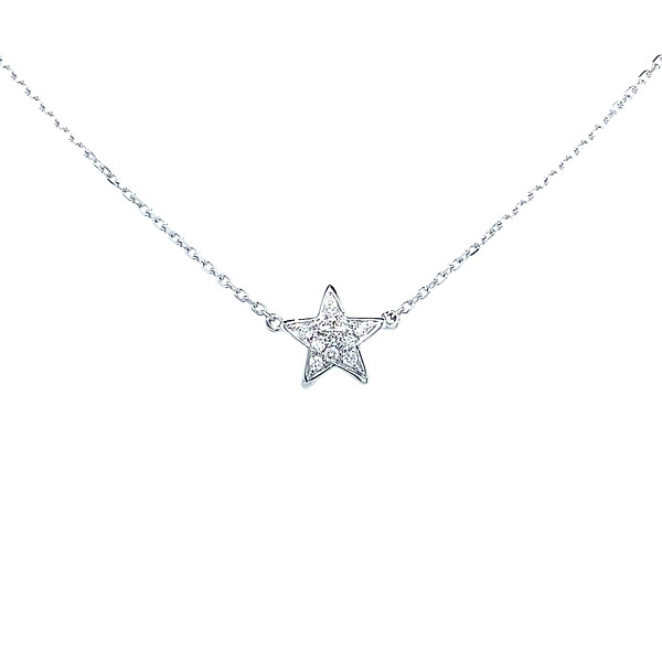 14k White Gold Diamond Star Pendant