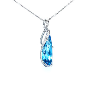 Swiss Blue Topaz and Diamond Pendant