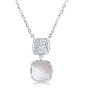Sterling Silver CZ and Mother of Pearl Necklace
